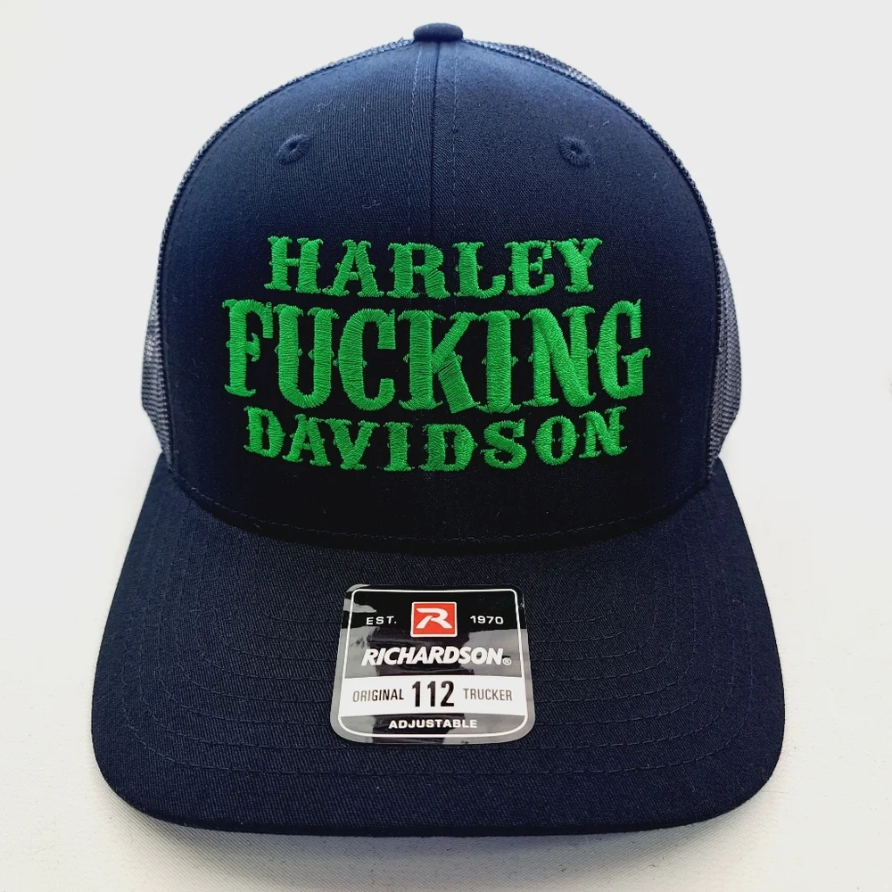 Harley Freaking Davidson Richardson 112 Trucker Mesh Snapback Cap Hat Black